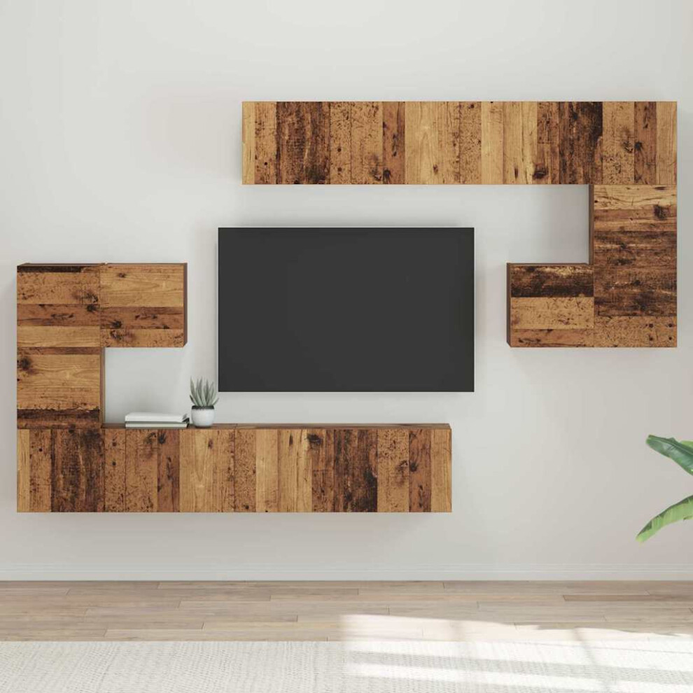 Vidaxl Tv Units 4 Pcs Old Wood Engineered Wood, Brown - Image 2