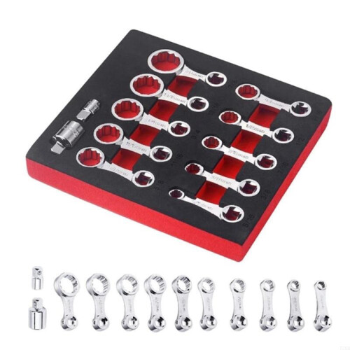 12-Piece SAE 12-Point Box End Torque Adapter Extension Set for 3/8" Torque Wrench 1