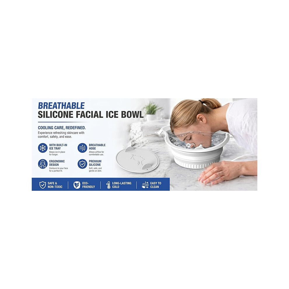 Face Ice Bath Bowl with Breathing Tube - Silicone Ice Bowl for Face Cold Plunge Tub, Portable Face Tub for Ice Bath
