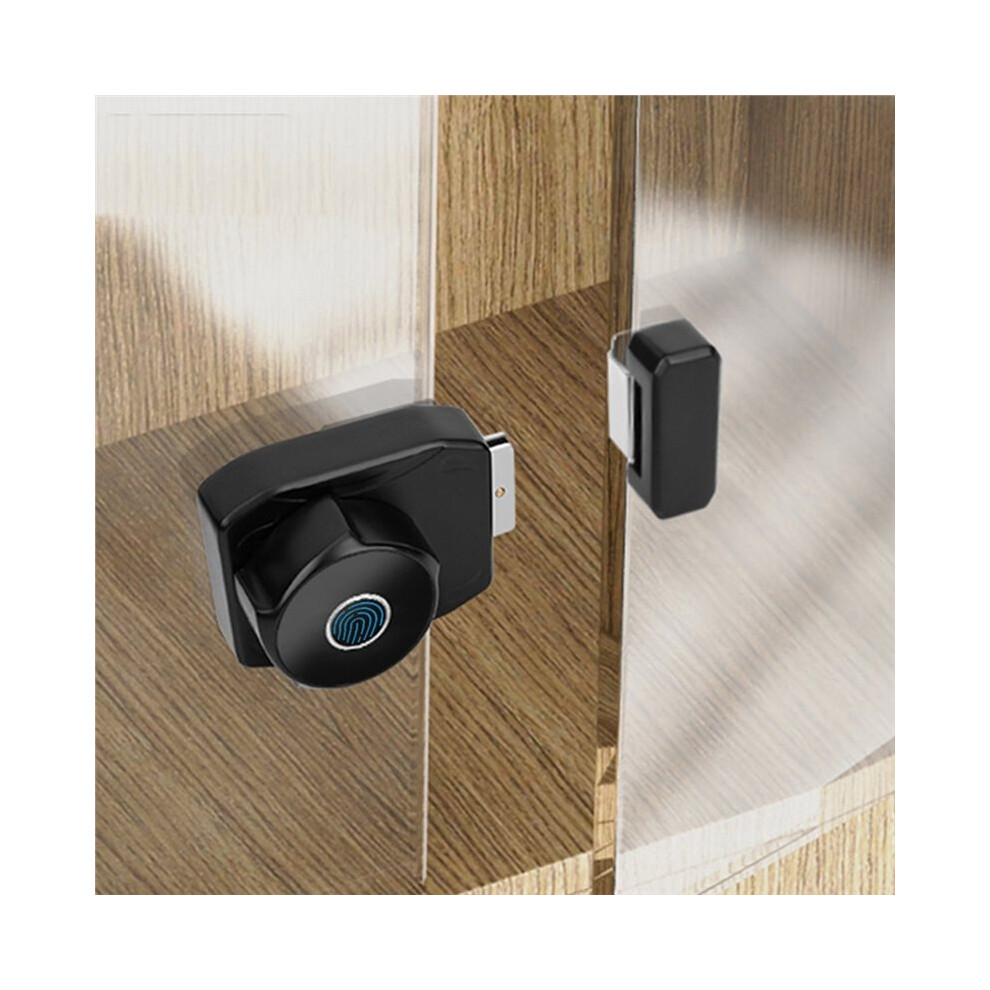 Electric Fingerprint Lock For Frameless Glass Doors, Push-Pull Sliding Glass Cabinet Showcase Black 6031354180753