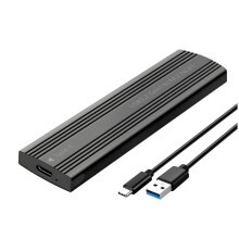 M.2 SSD Enclosure Case USB3.2 Gen1 5Gbps Type-C External Hard Drive Box M.2 NGFF B+M Key M.2 SSD Case Black