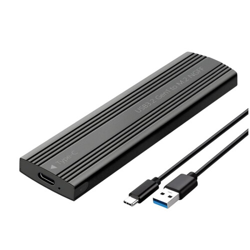 Boîtier pour SSD M.2  - USB 3.2 Gen 1 (5 Gbit/S) Type-C - Compatible M.2 NGFF Clé B+M Noir