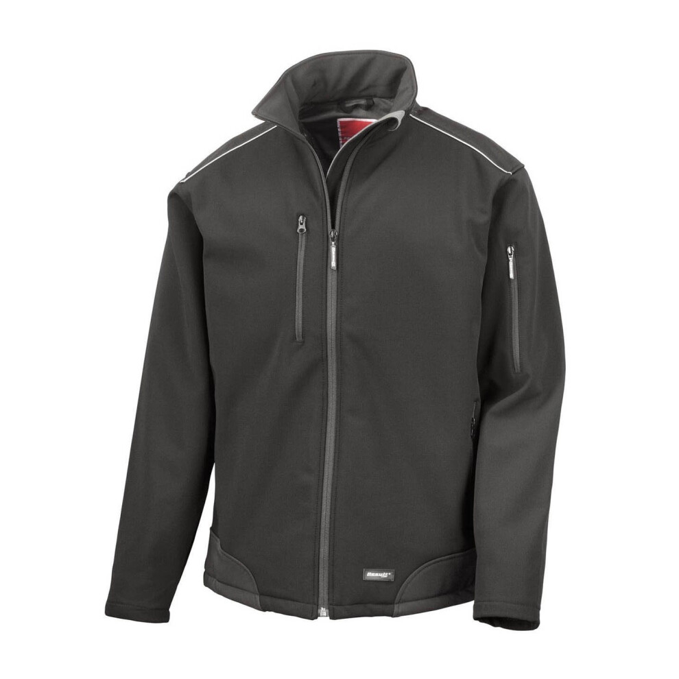 Result (S, Black/Black) Mens Ripstop Soft Shell Breathable Jacket