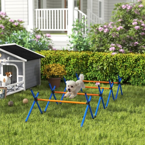 Parcours d'agilité portable pour petits chiens avec haies 1