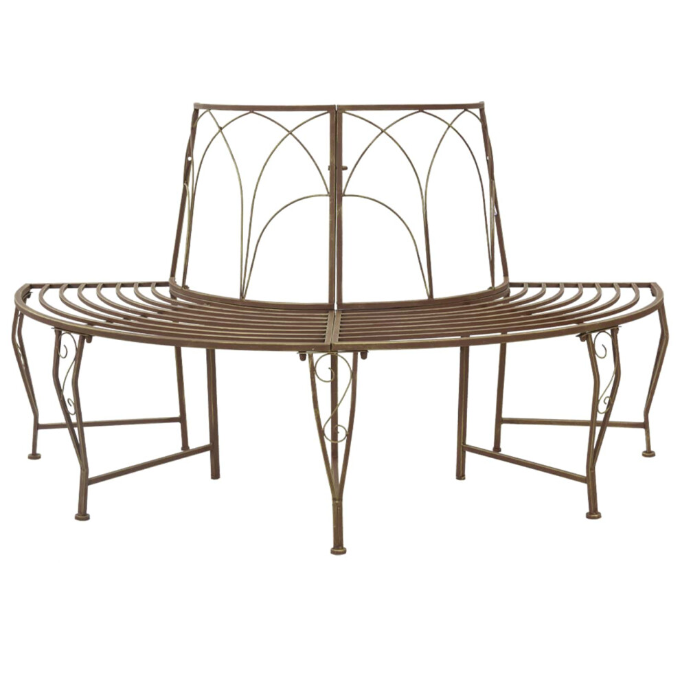 Vidaxl Tree Bench 4-Seater 160 X 80 X 89 Cm Steel Antique Brown