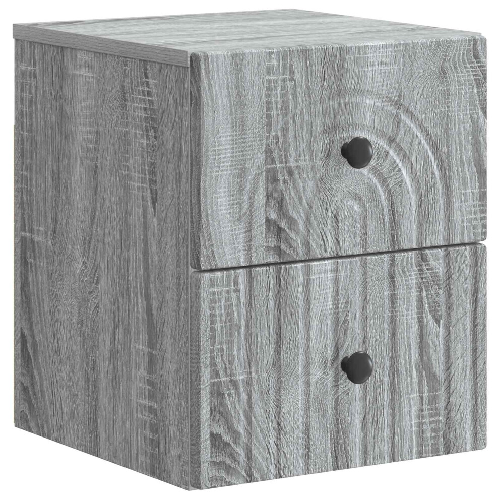 Vidaxl Wall-Mounted Bedside Cabinet Grey Sonoma 33 X 34.5 X 40 Cm