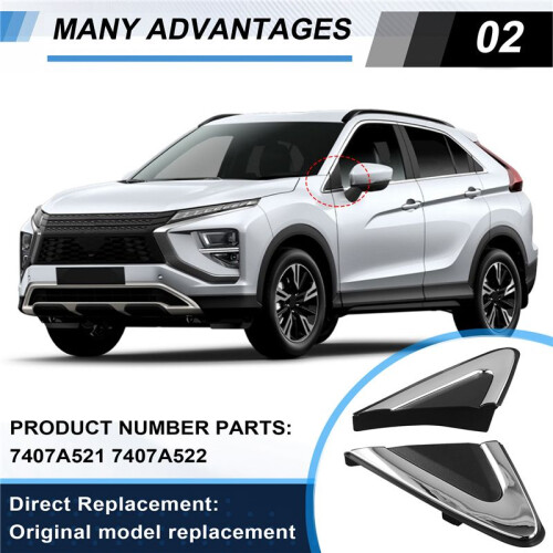 Car Side Mirror Corner Triangle Garnish Panel Window Triangle Plate 7407A521 for  Eclipse  2018-2021 2