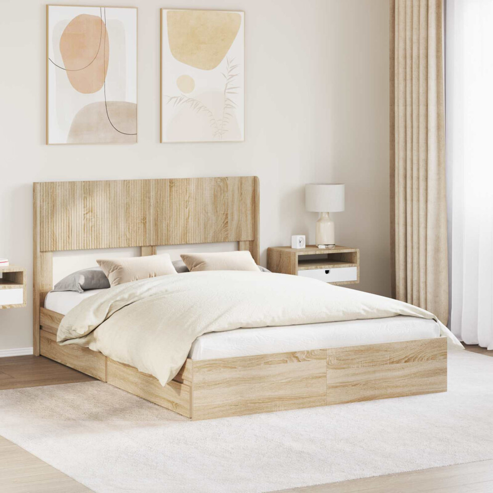 Vidaxl Bed Frame With Storage And Headboard Sonoma Oak 120 X 200 Cm
