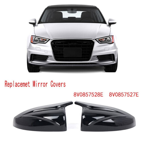 Black Replacement Mirror Covers for  A3 S3 RS3 2014-2020 Rearview Mirror Housing 2
