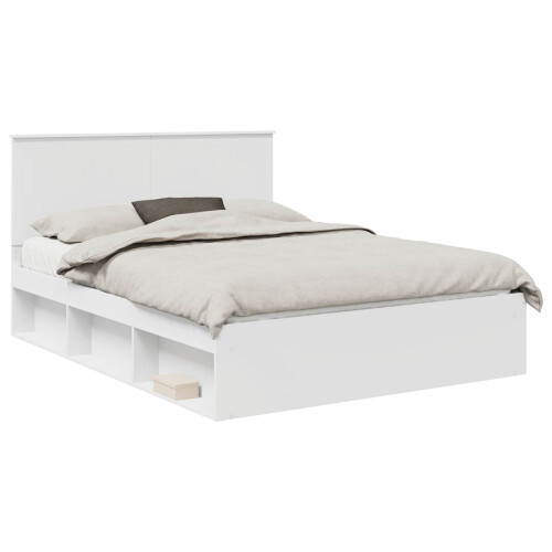 VidaXL vidaXL Bed Frame with Headboard White 150 x 200 cm Solid Pine Wood 2