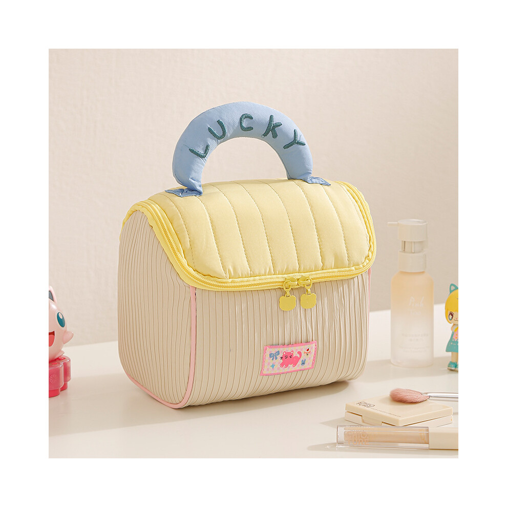 Stoyotu (Yellow) Large Capacity House Shaped Cosmetic Bag Portable Handheld Storage Bag