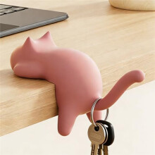 4pcs Cute Cartoon Cat Desk-Side Hooks (Assorted Colors) - Self-Adhesive Hooks for Home, Dorm, and Workstation