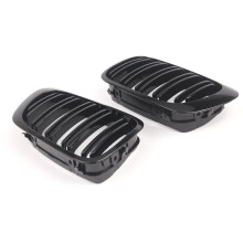 For M3-E46 2000-2006 Gloss Black Dual Slats Front Kidney Grilles 51138208685 51138208686