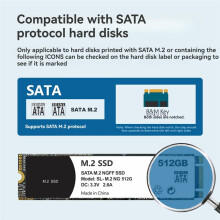 Case para SSD M.2 USB 3.2 Gen1 5 Gbps Tipo-C - Gabinete Externo para SSD M.2 NGFF Chave B+M, Cor Prata