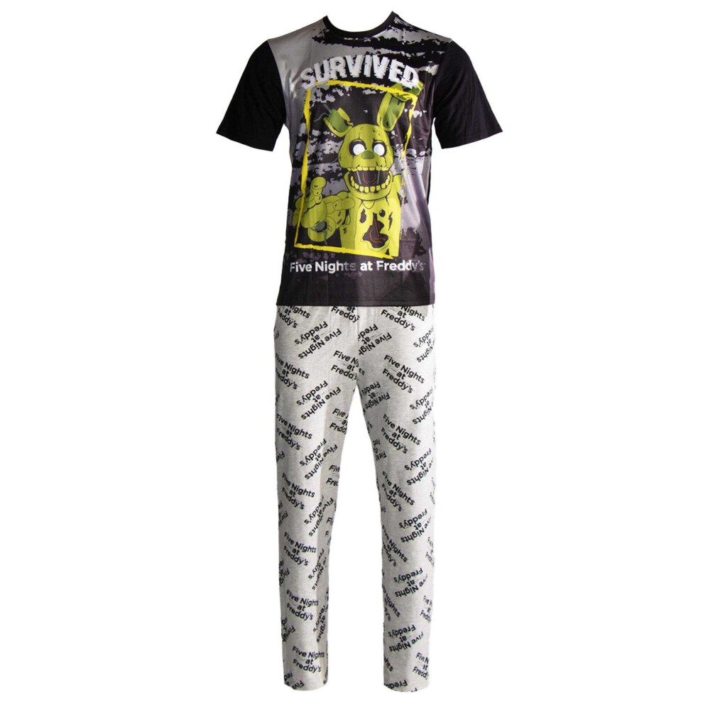 Five Nights At Freddys (Xl, Black/Grey) Mens Pyjama Set