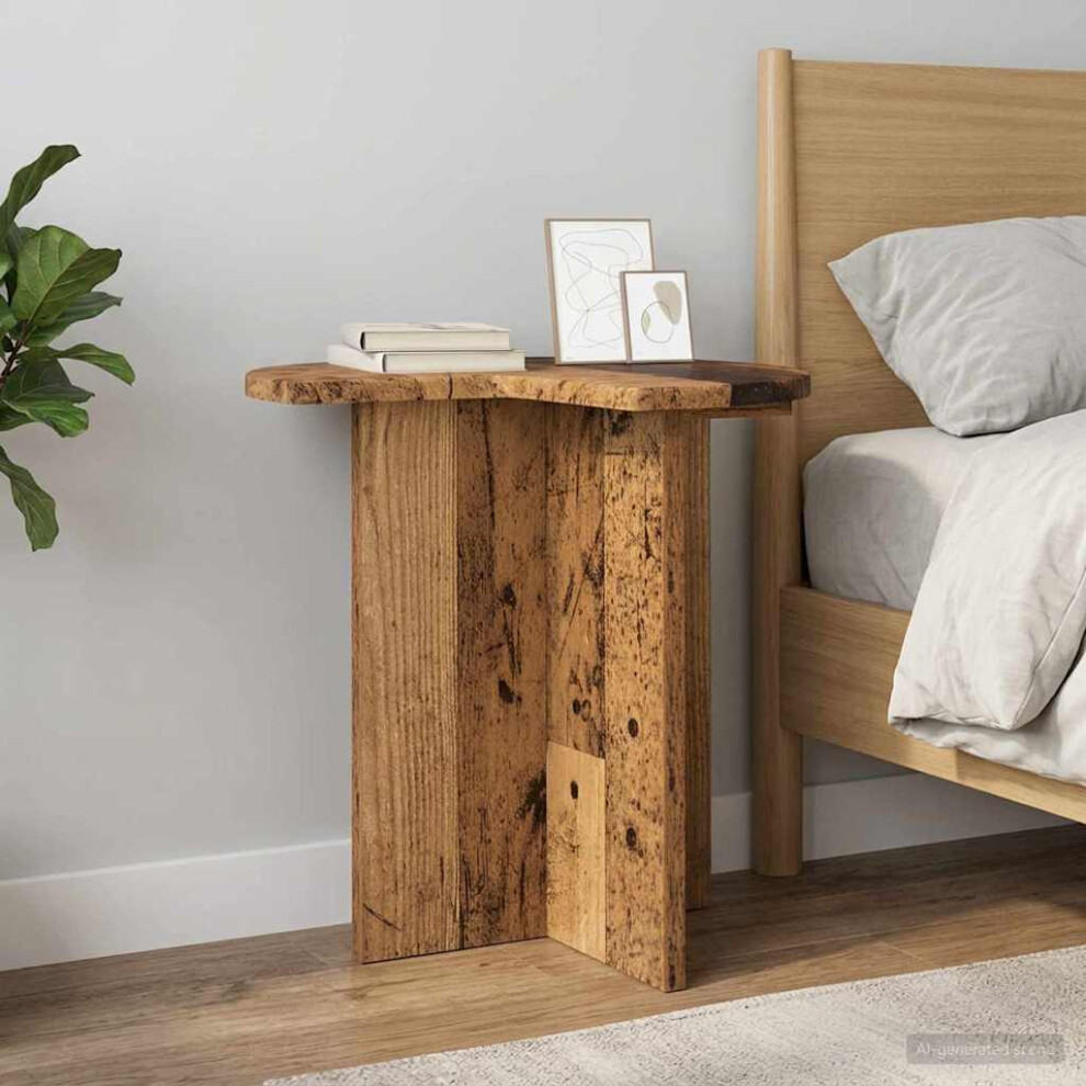 Vidaxl Side Table With Storage Old Wood Ø 39 X 38 Cm Engineered Wood