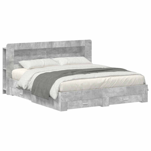 VidaXL vidaXL Bed Frame with Storage Concrete Grey 200 x 200 cm