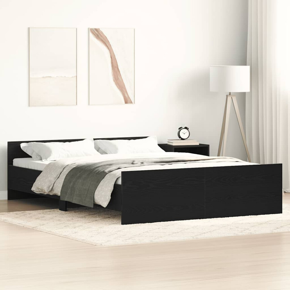 Vidaxl Bed Frame Without Mattress Black Oak 140X200 Cm Engineered Wood