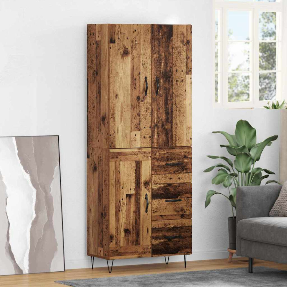 Vidaxl Highboard With Drawer 2 Pcs Old Wood Engineered Wood