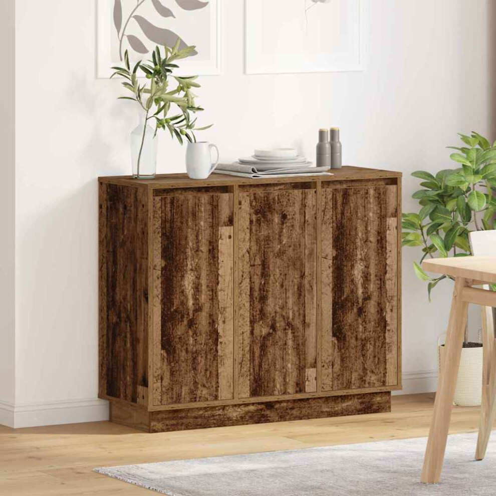 Vidaxl Led Sideboard Old Wood 90 X 32 X 75 Cm Engineered Wood