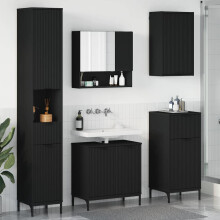vidaXL Bathroom Furniture Set with Drawer Black Engineered wood, Metal