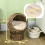 Grotte pour chat en rotin marron café avec coussin, 51 cm 2