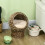 Grotte pour chat en rotin marron café avec coussin, 51 cm 7