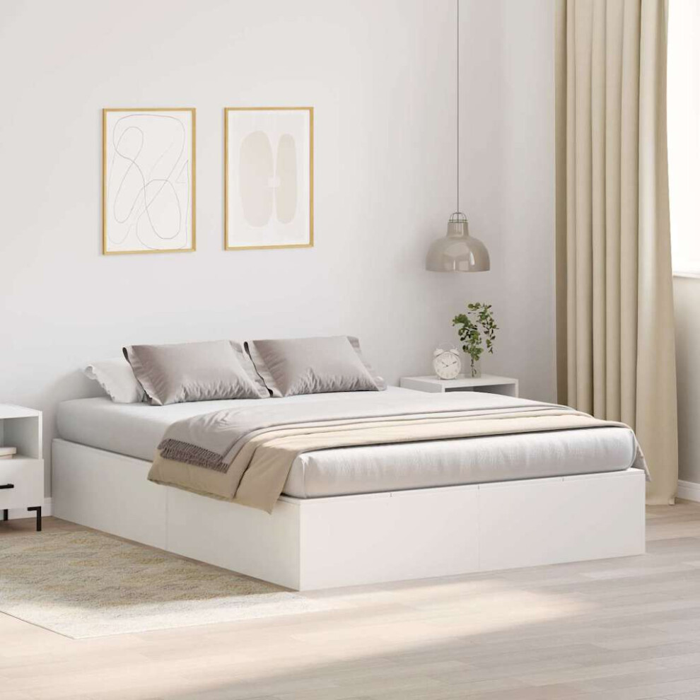 Vidaxl Storage Bed Frame White 140 X 200 Cm Engineered Wood
