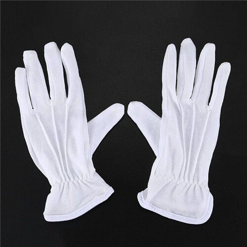 8 Pair Protective Anti-Slip White Cotton Work Driving Gloves 1