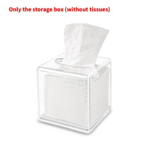 (14x14x14cm)Clear Acrylic Tissue Dispenser With Lid For Dining Room Bathroom Storage Use