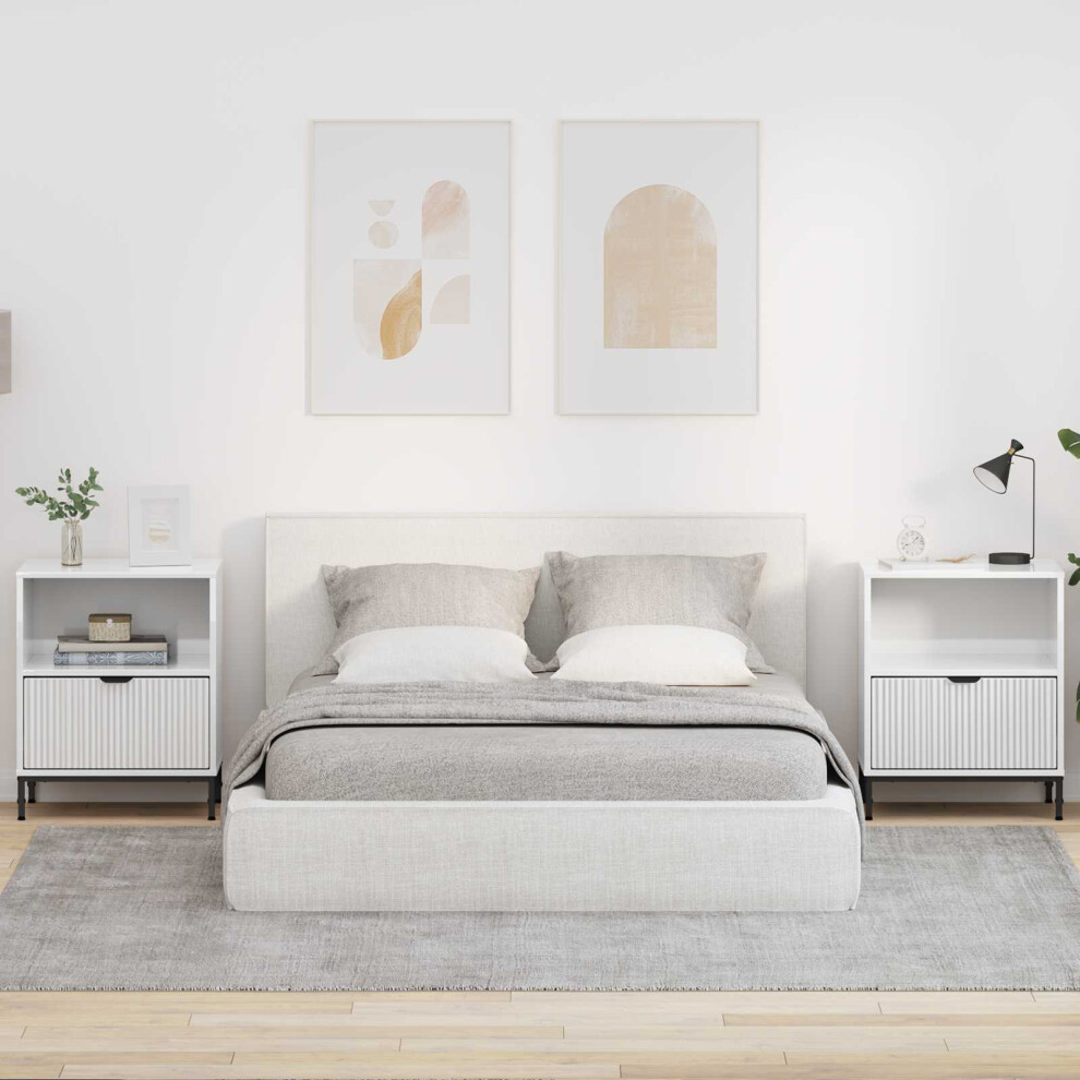 Vidaxl Bedside Cabinet 2 Pcs High Gloss White 49 X 36 X 61 Cm