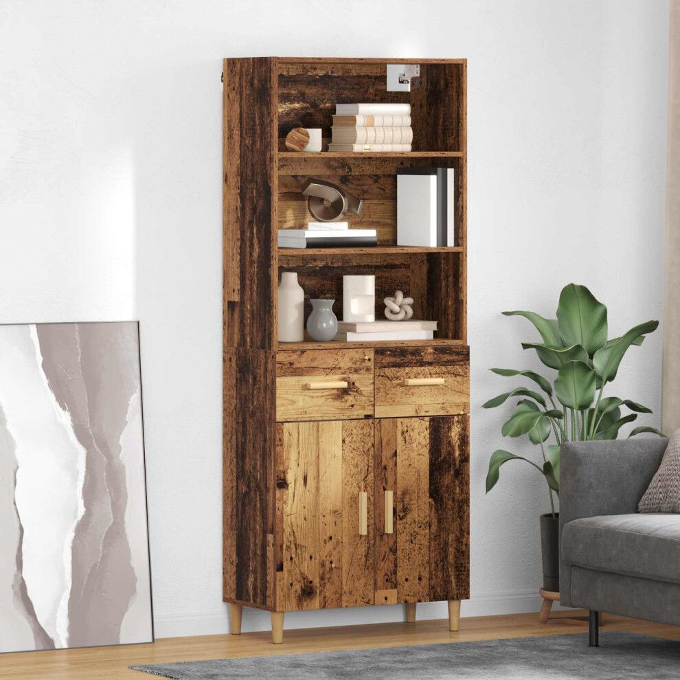 Vidaxl Highboard Old Wood 69.5 X 32.5 X 180 Cm Engineered Wood