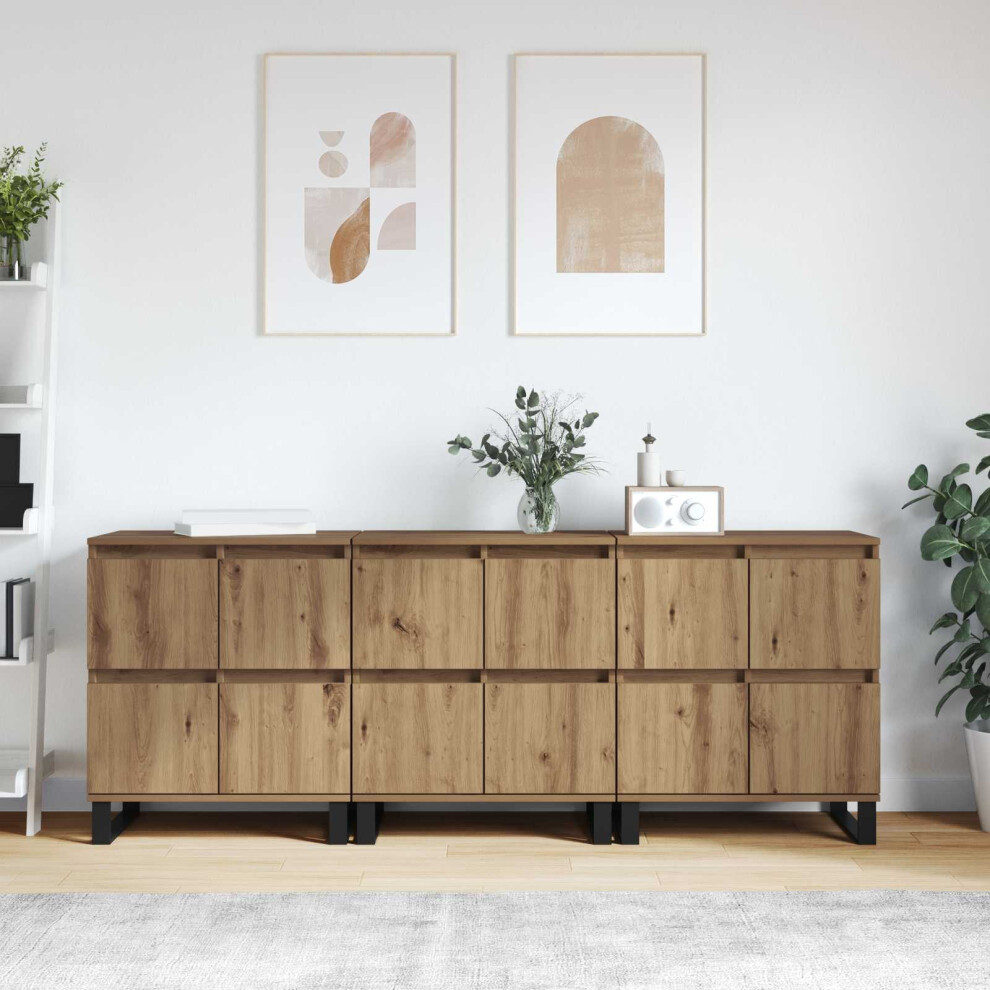 Vidaxl Sideboard 3 Pcs Artisan Oak 60 X 35 X 70 Cm