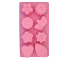 (Style-A) Pink Silicone Baking Mold with 8 Grids Various Shapes for Baking Cakes Candies Jellies Easy Release Heat-Resistant