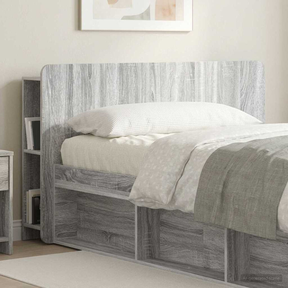 Vidaxl Headboard Cabinet With Storage Grey Sonoma Engineered Wood