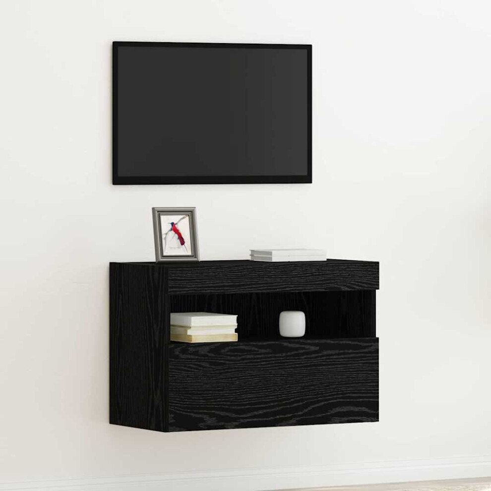 Vidaxl Tv Wall Cabinet Black Oak 60 X 30 X 40 Cm Engineered Wood