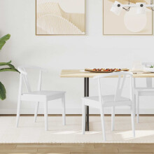 vidaXL Dining Chair 2 pcs White and White Solid Rubber Wood