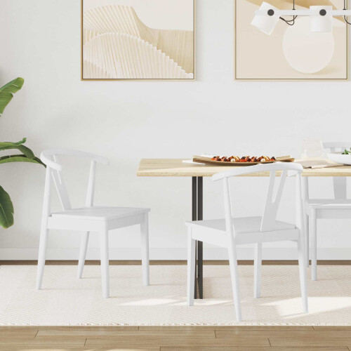 VidaXL vidaXL Dining Chair 2 pcs White and White Solid Rubber Wood