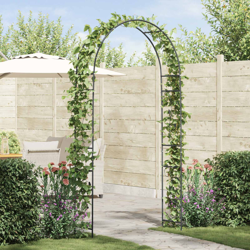 Vidaxl Garden Arch Floral Black 115 X 37 X 231 Cm
