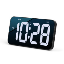 (Black) LED Alarm Clock Digital Wall Clock Super-size 10.8" Electronic Desk Clock Time Week Display Bedroom Home Decoration