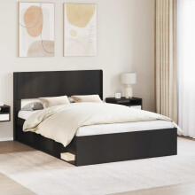 vidaXL Bed Frame with Storage and Headboard Black 135 x 190 cm