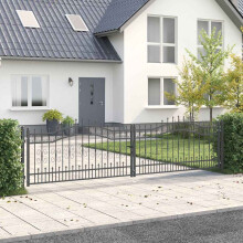 vidaXL Fence Gate with Spear Top KAMPEN 404 x 100 cm Steel Grey
