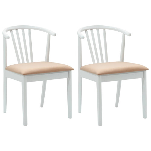 VidaXL vidaXL Dining Chair 2 pcs White and Brown Solid Rubberwood 2