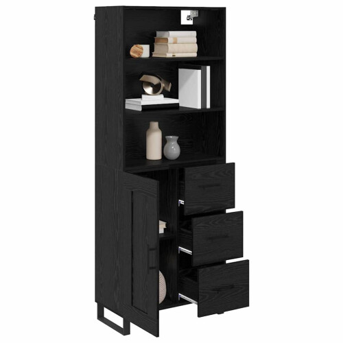 VidaXL vidaXL Highboard with Drawer 2 pcs Black Oak Engineered Wood 2