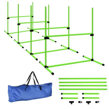 Korkeussäädettävä koiran agility-setti aidoilla, vihreä