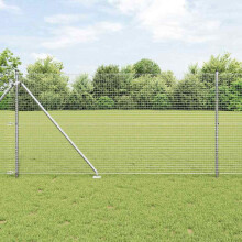 vidaXL Welded Wire Fence with Spikes 25 x 1.2 m Silver Mesh