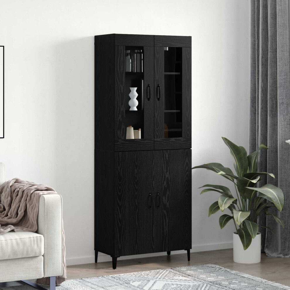 Vidaxl Highboard 2 Pcs Black Oak Engineered Wood