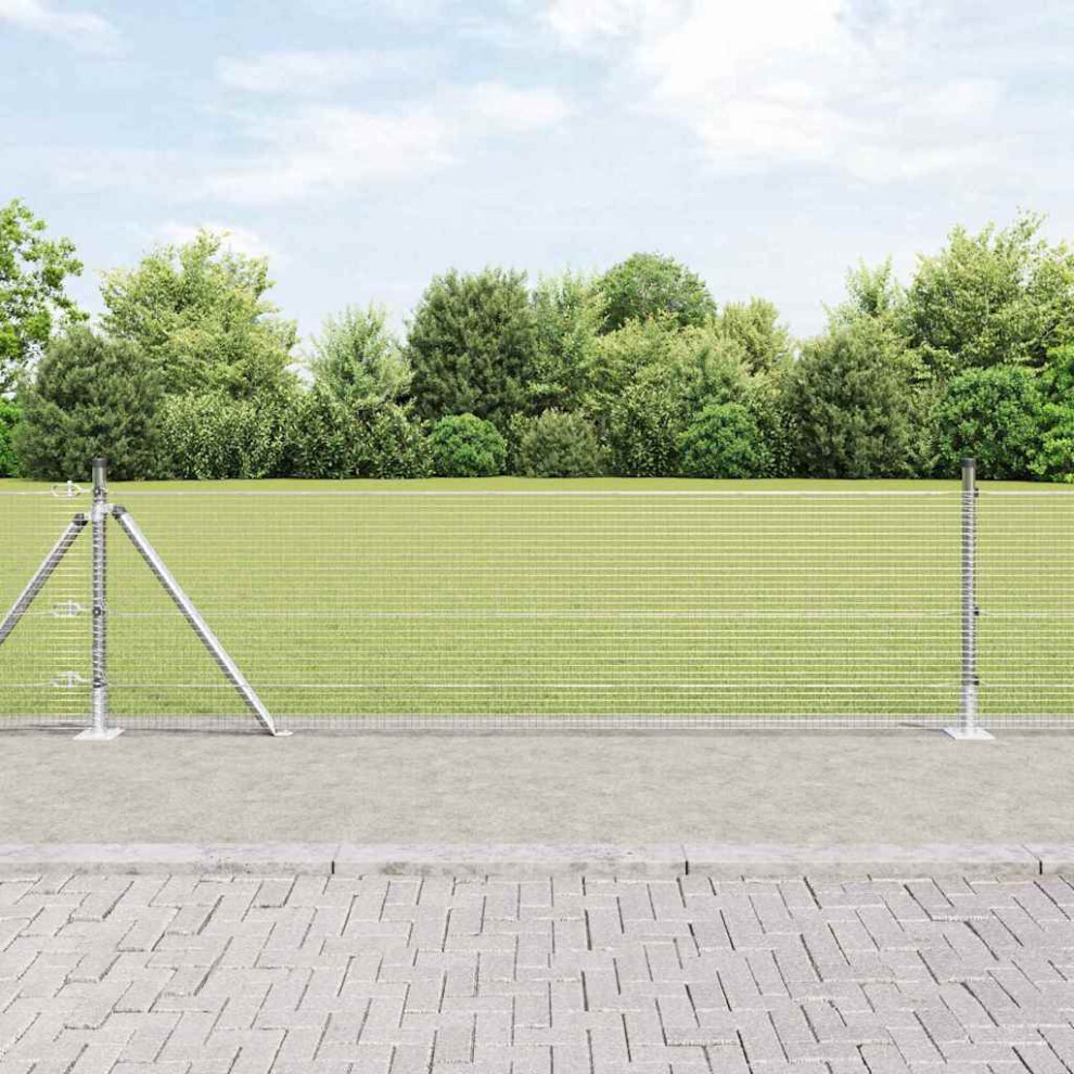 Vidaxl Welded Wire Fence With Concrete Base 50 X 0.5 M Silver Mesh