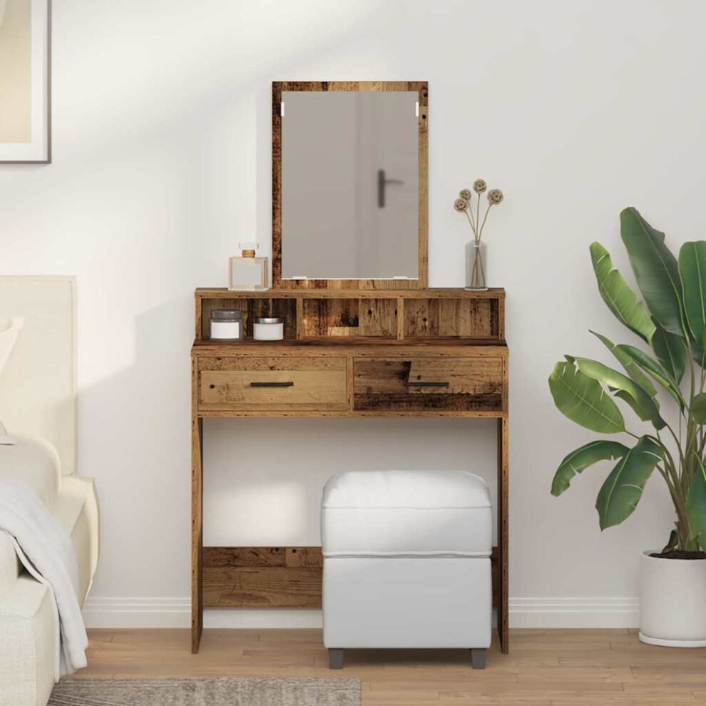 Vidaxl Dressing Table Old Wood 79 X 41 X 140 Cm Engineered Wood