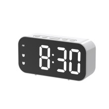 (WHITE) Voice Control Digital Alarm Clock Temperature Dual Alarms Snooze Table Clock 3 Levels Brightness Adjustment 12/24H LED Clock